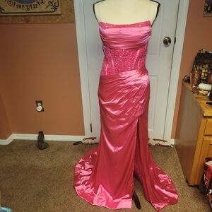 Elegant Pink Strapless Gown